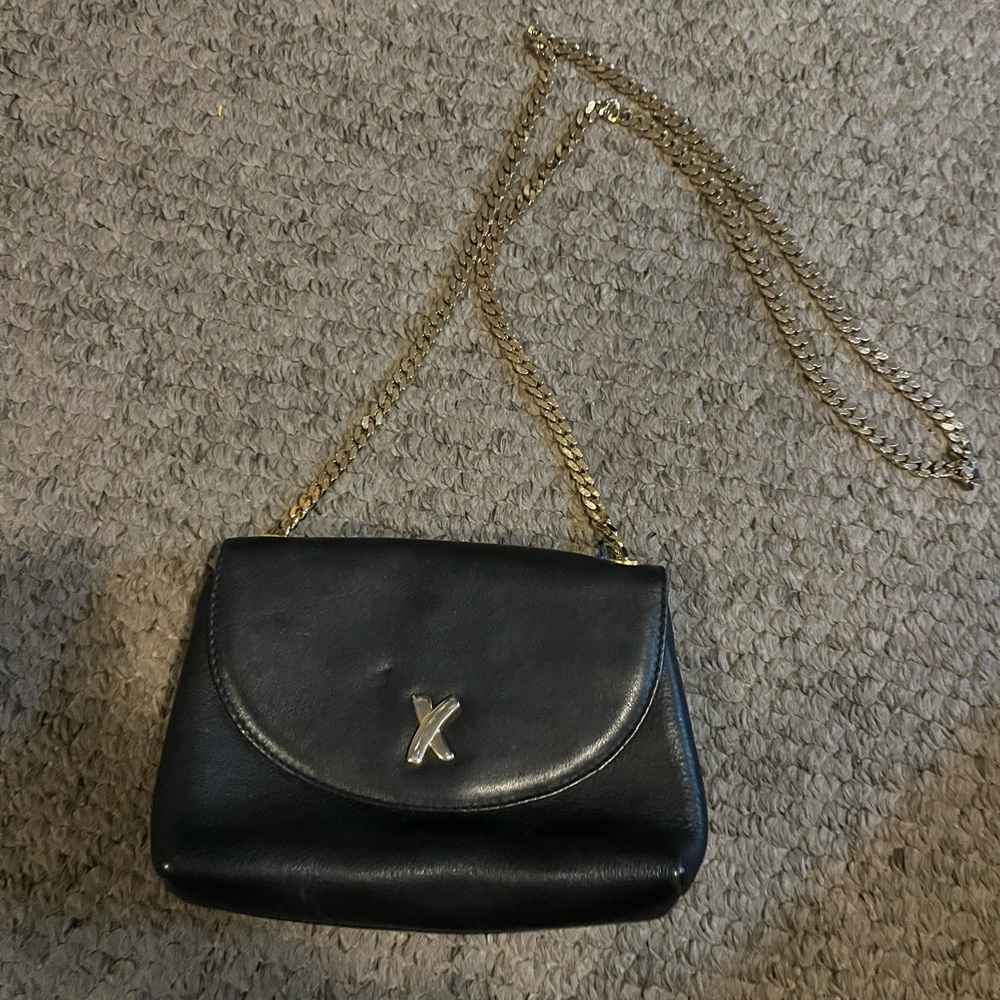 Black Leather Chain Shoulder Bag
